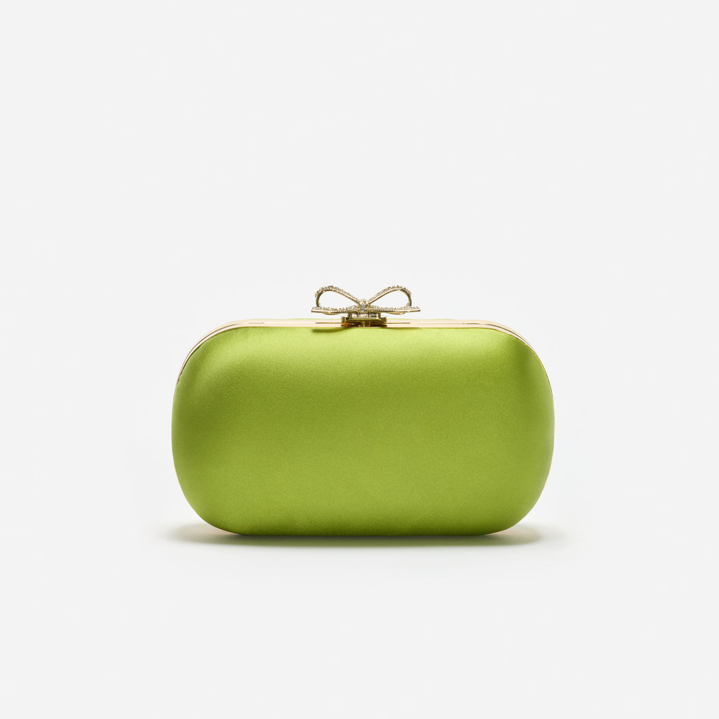 Green Satin Clutch Bag