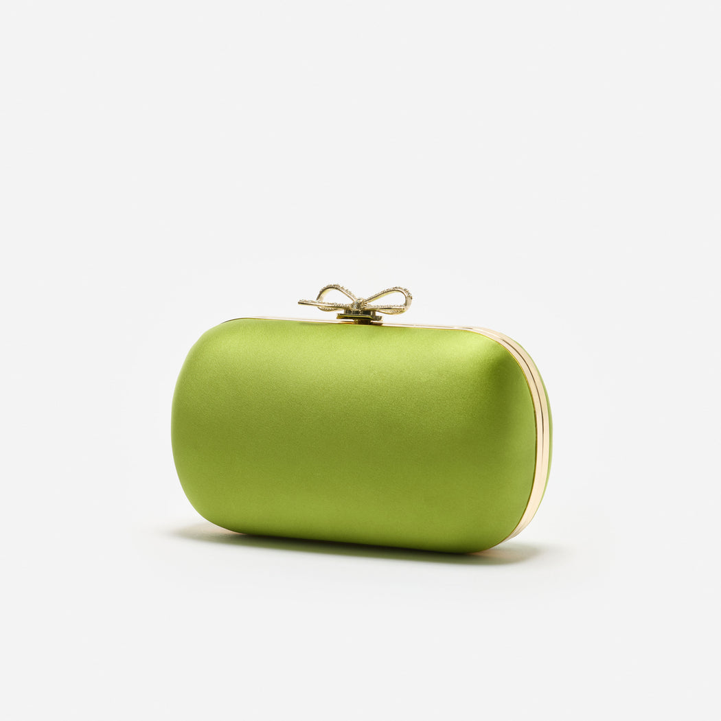 Green Satin Clutch Bag