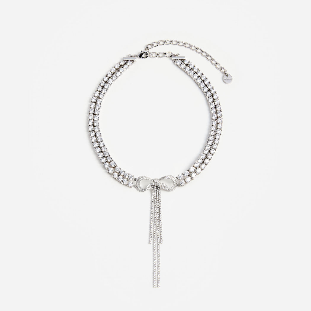 Double Crystal Bow Choker