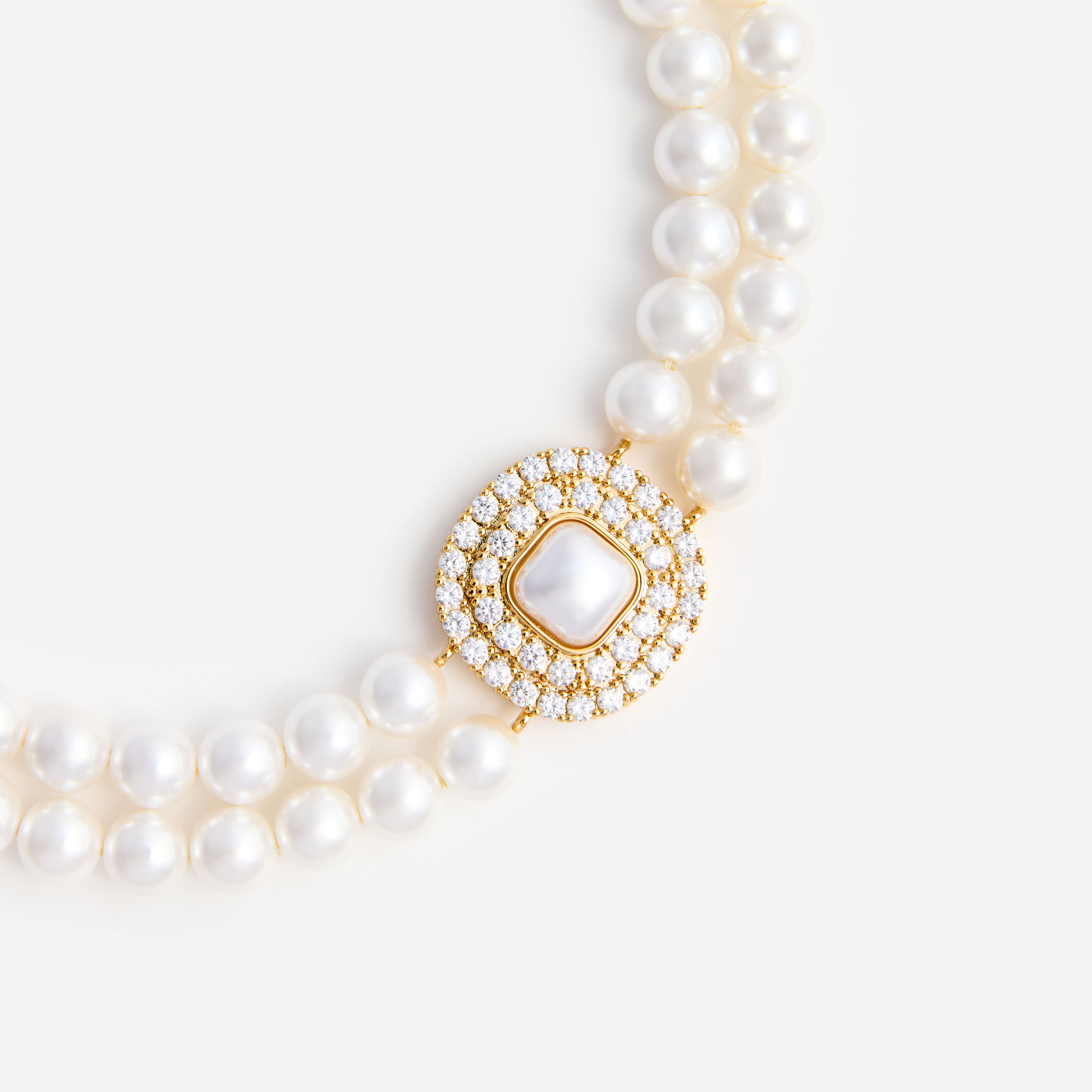 Gold Crystal Pearl Choker