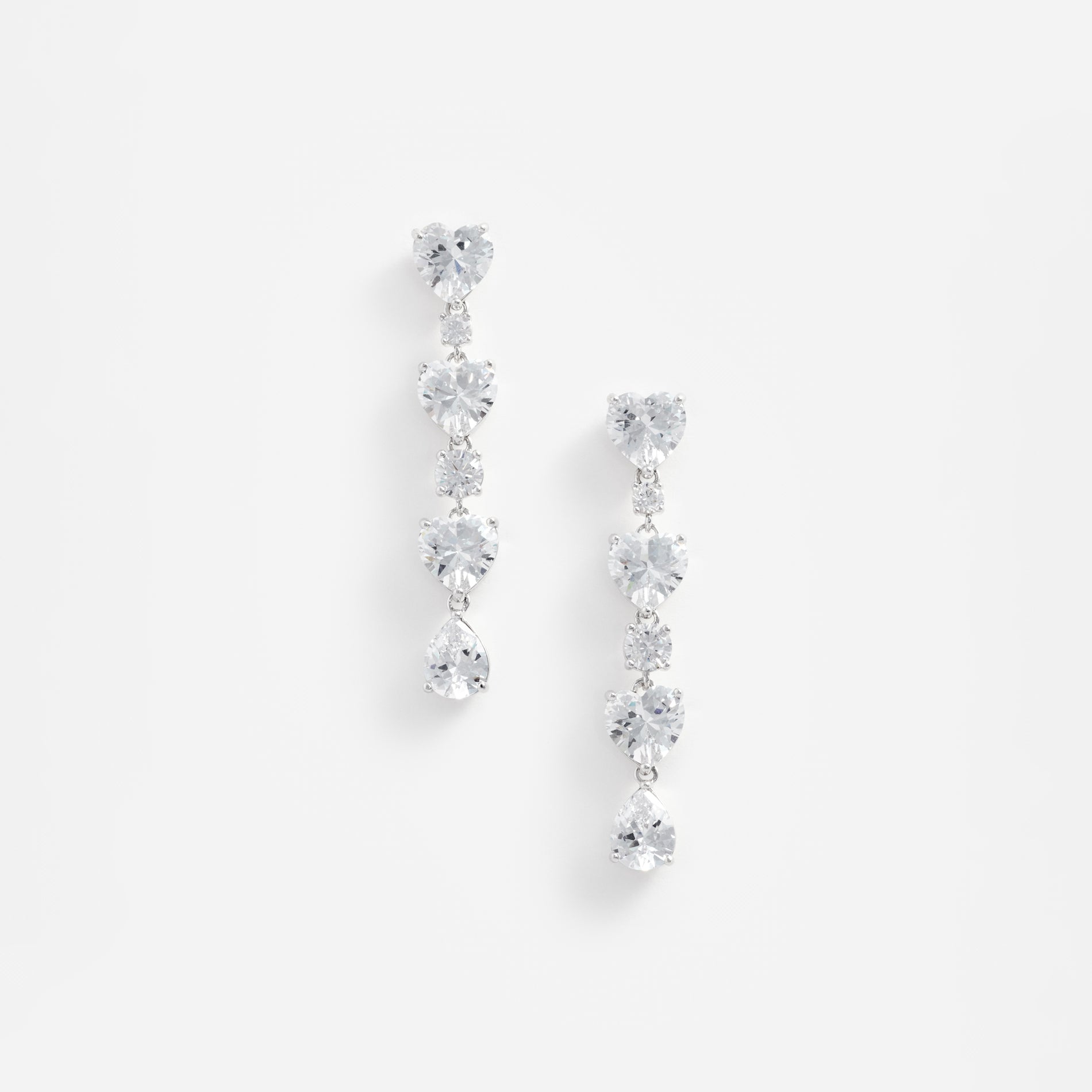 Crystal Heart Tiered Earrings