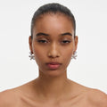 Crystal Heart Bow Drop Earrings