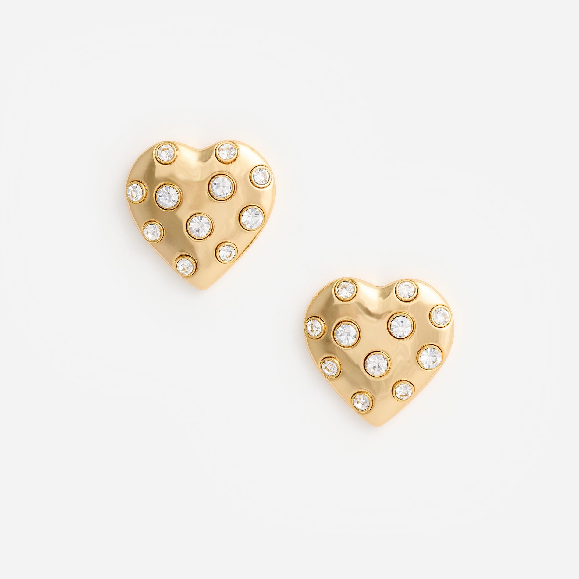 Gold Crystal Heart Earrings