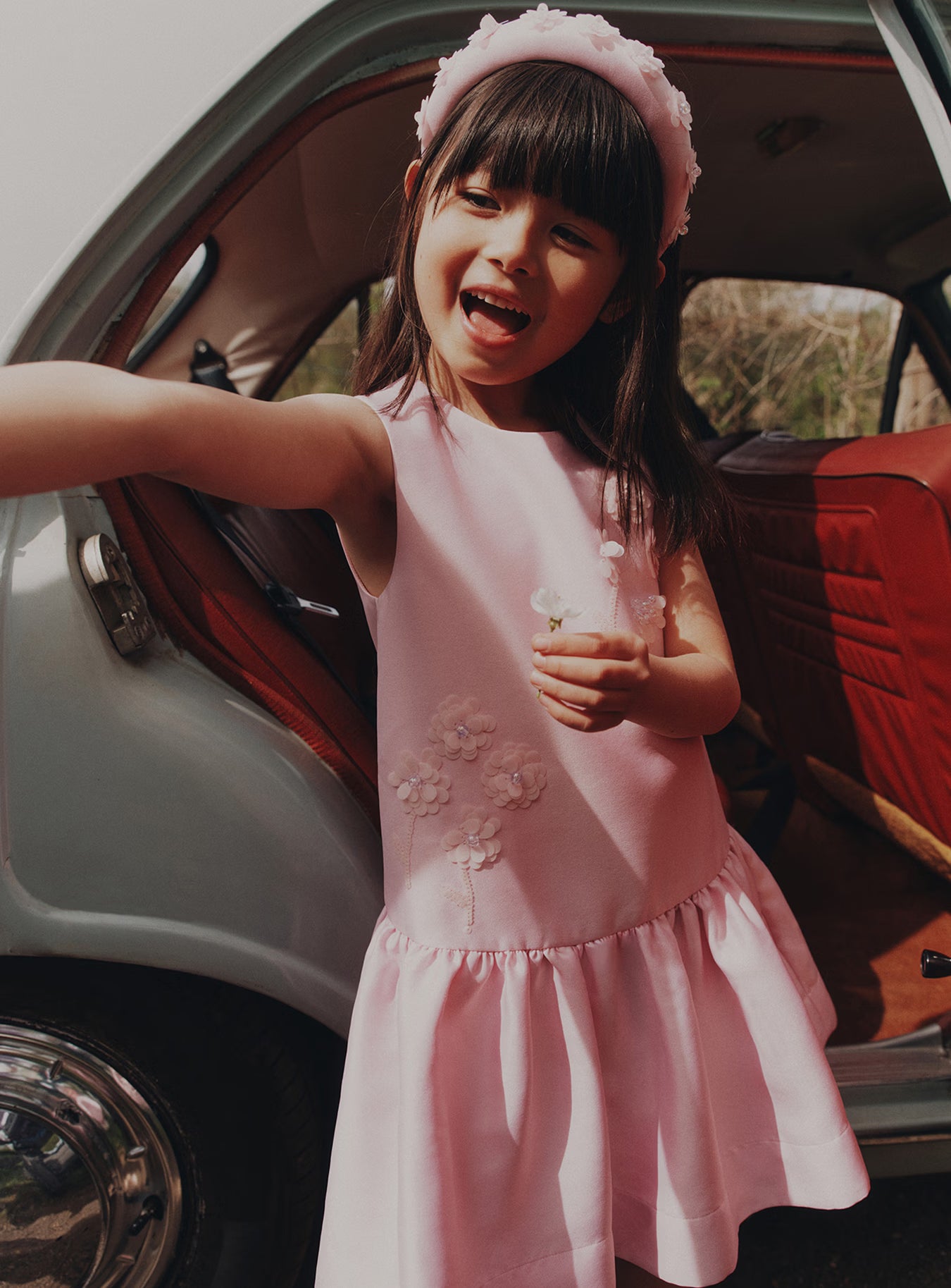 Pink Taffeta Sequin Embellished Dress