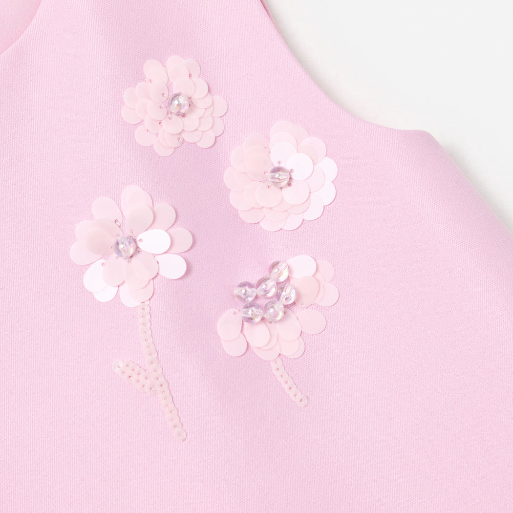 Pink Taffeta Sequin Embellished Dress