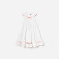 White Cotton Bow Embroidered Dress