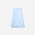 Blue Bonded Satin 3D Flower Dress