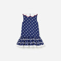 Navy Polka Dot Cotton Sleeveless Dress