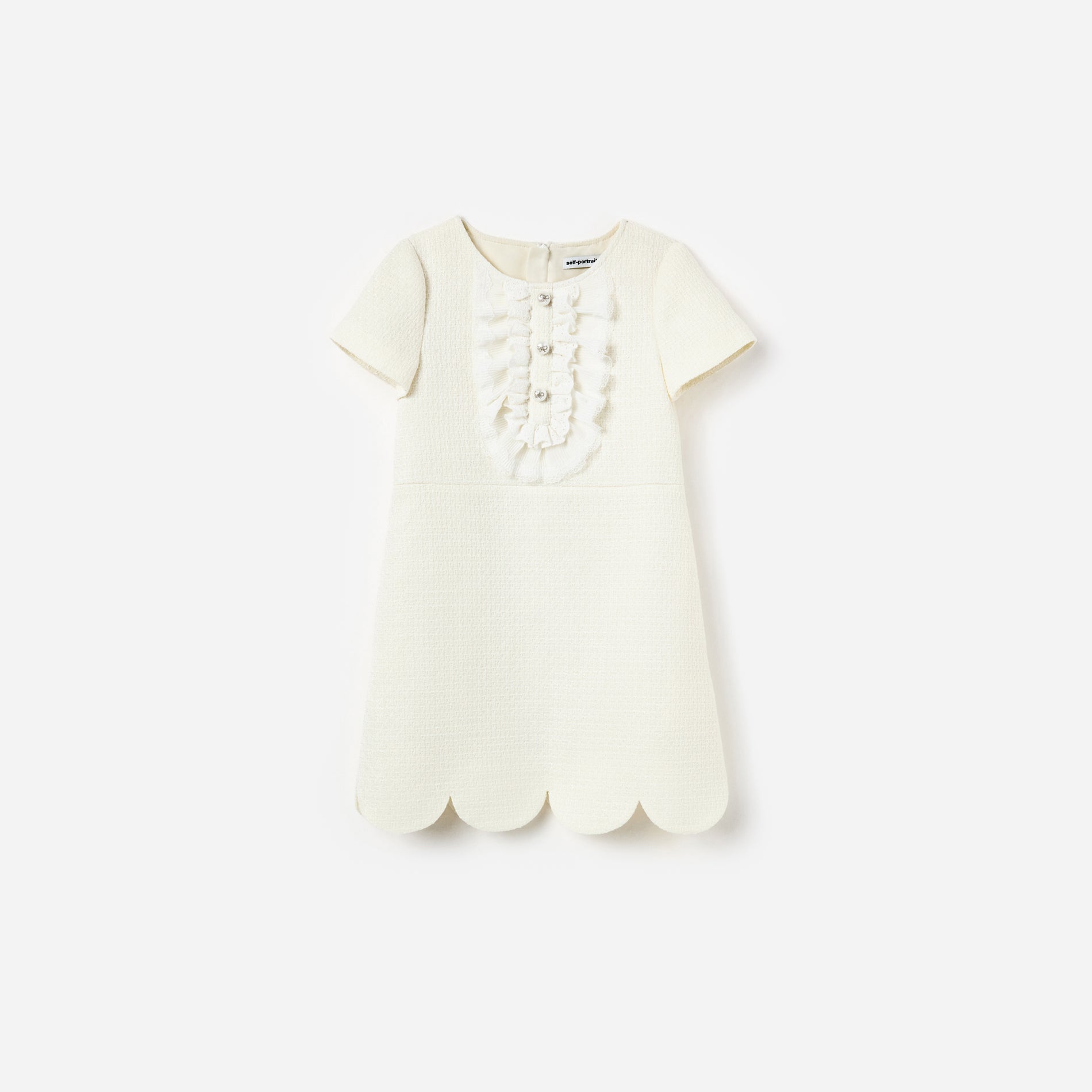 Cream Boucle Lace Bib Dress