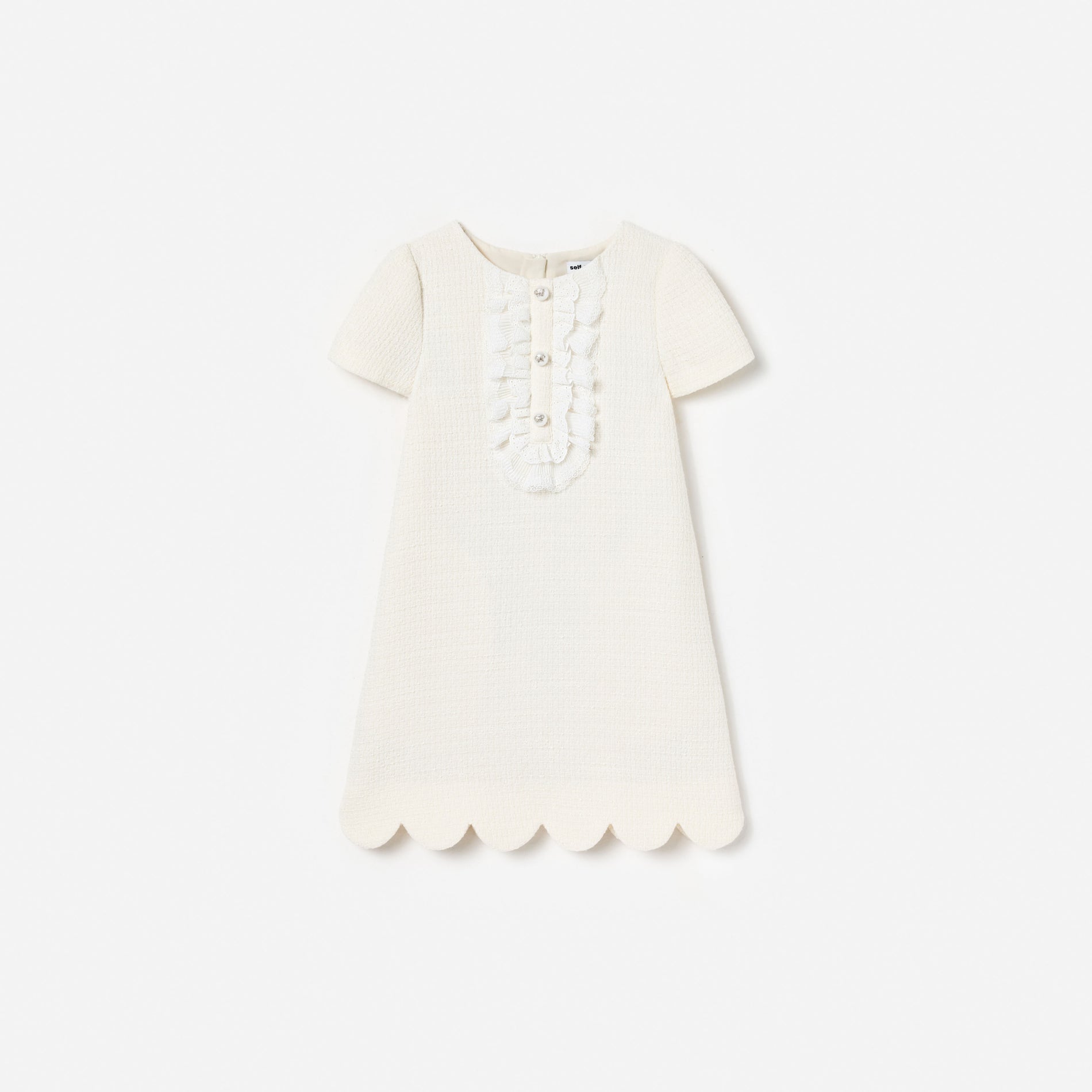 Cream Boucle Lace Bib Dress