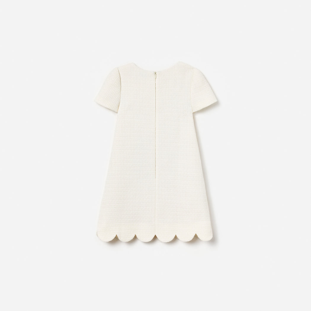 Cream Boucle Lace Bib Dress
