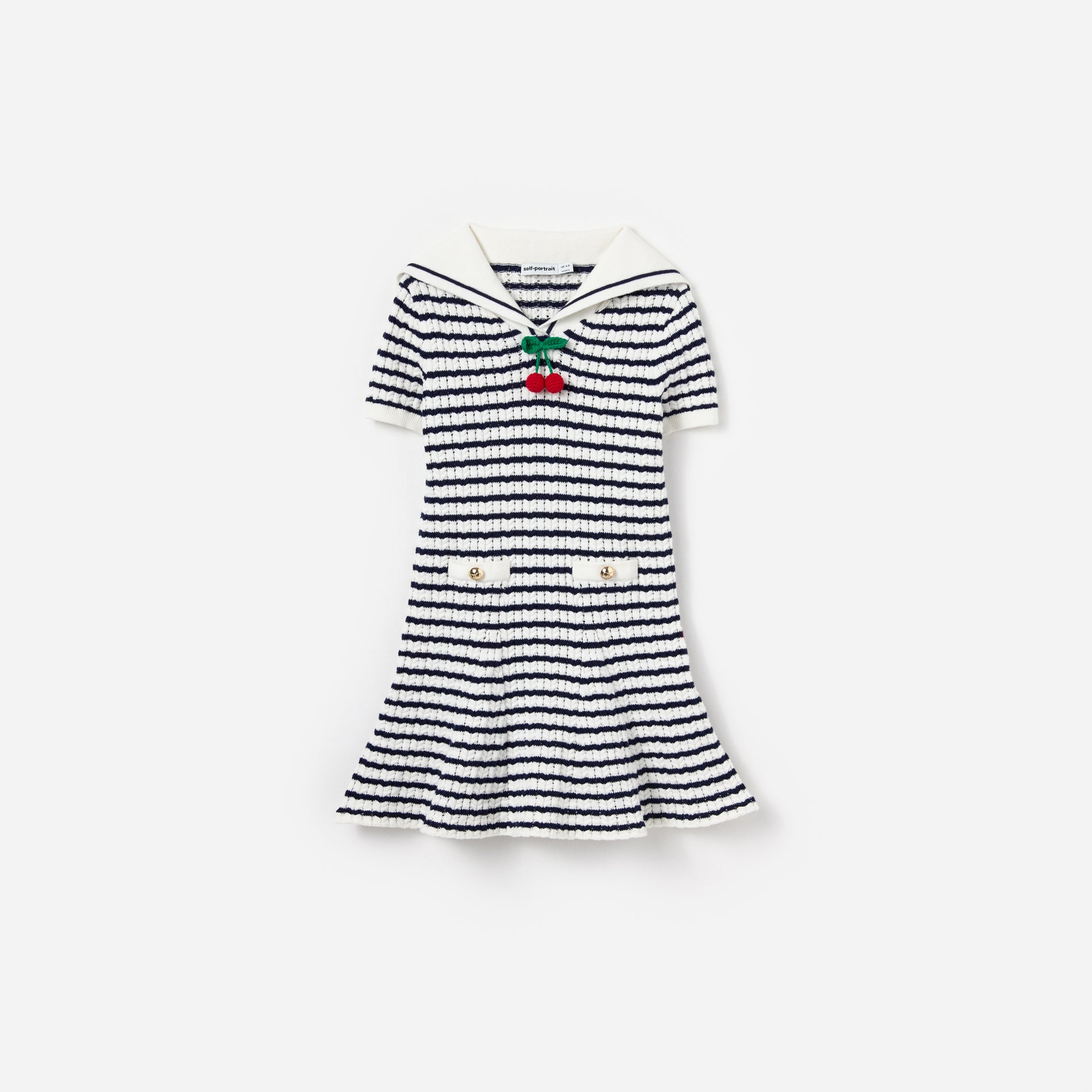 Navy And Cream Stripe Knitted Dress