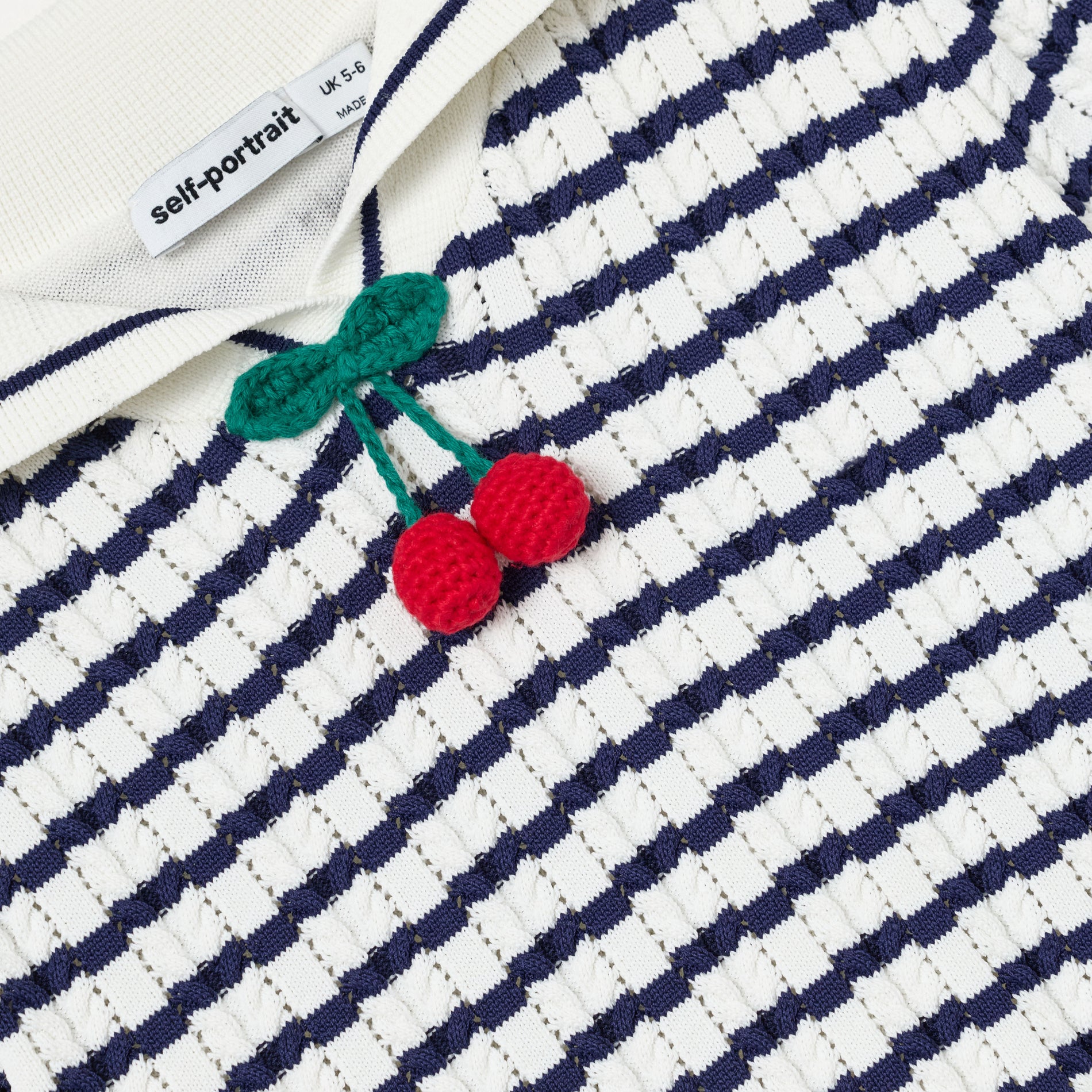 Navy And Cream Stripe Knitted Dress