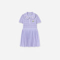 Lilac Pleated Pointelle Knit Dress