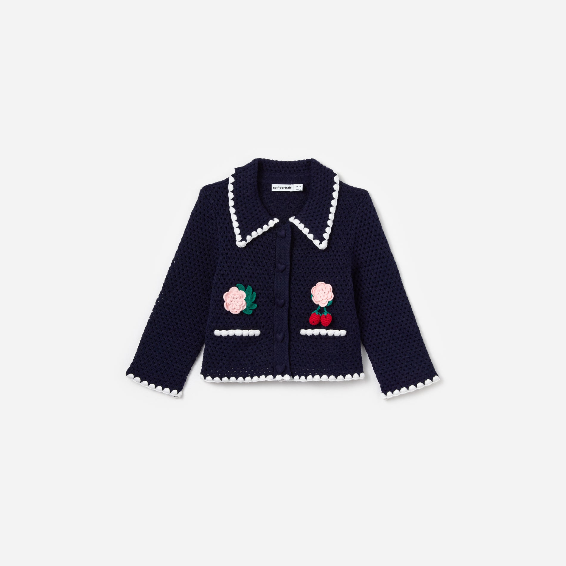 Navy Crochet Knitted Cardigan