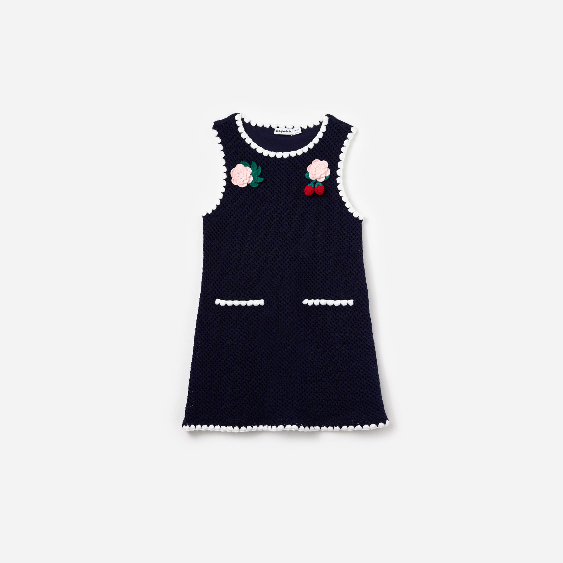 Navy Crochet Knitted Dress