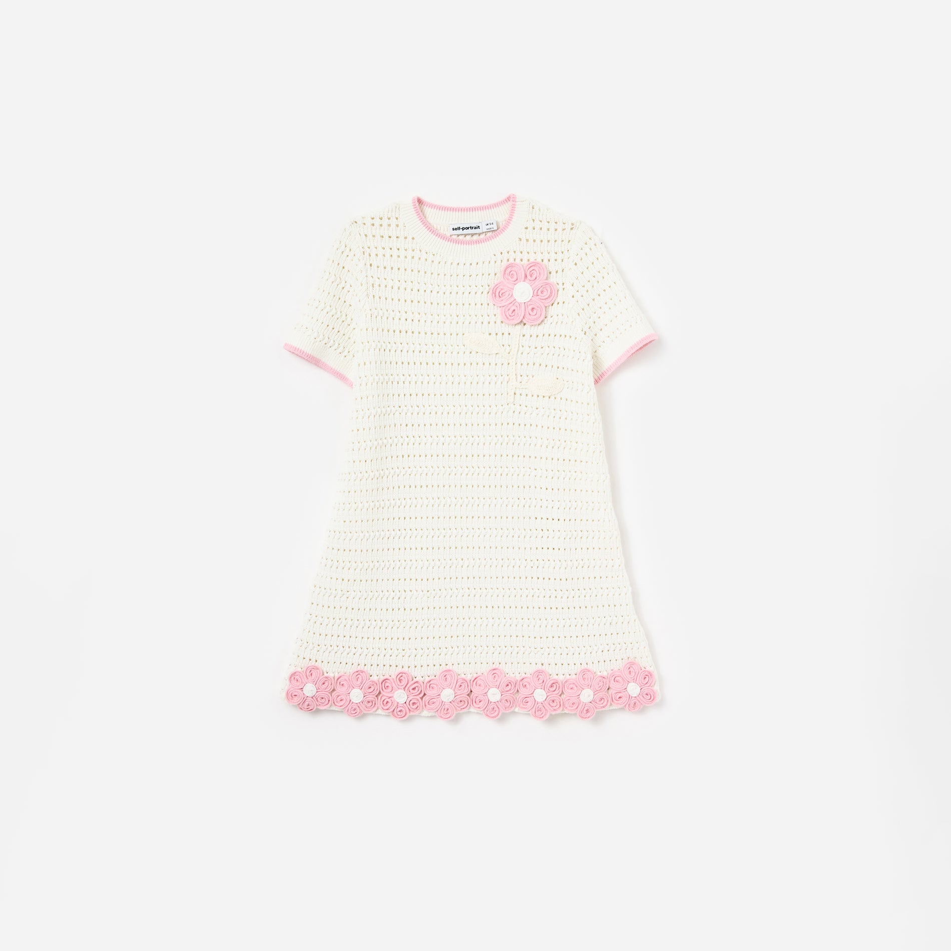 Cream Knit Flower Hem Mini Dress