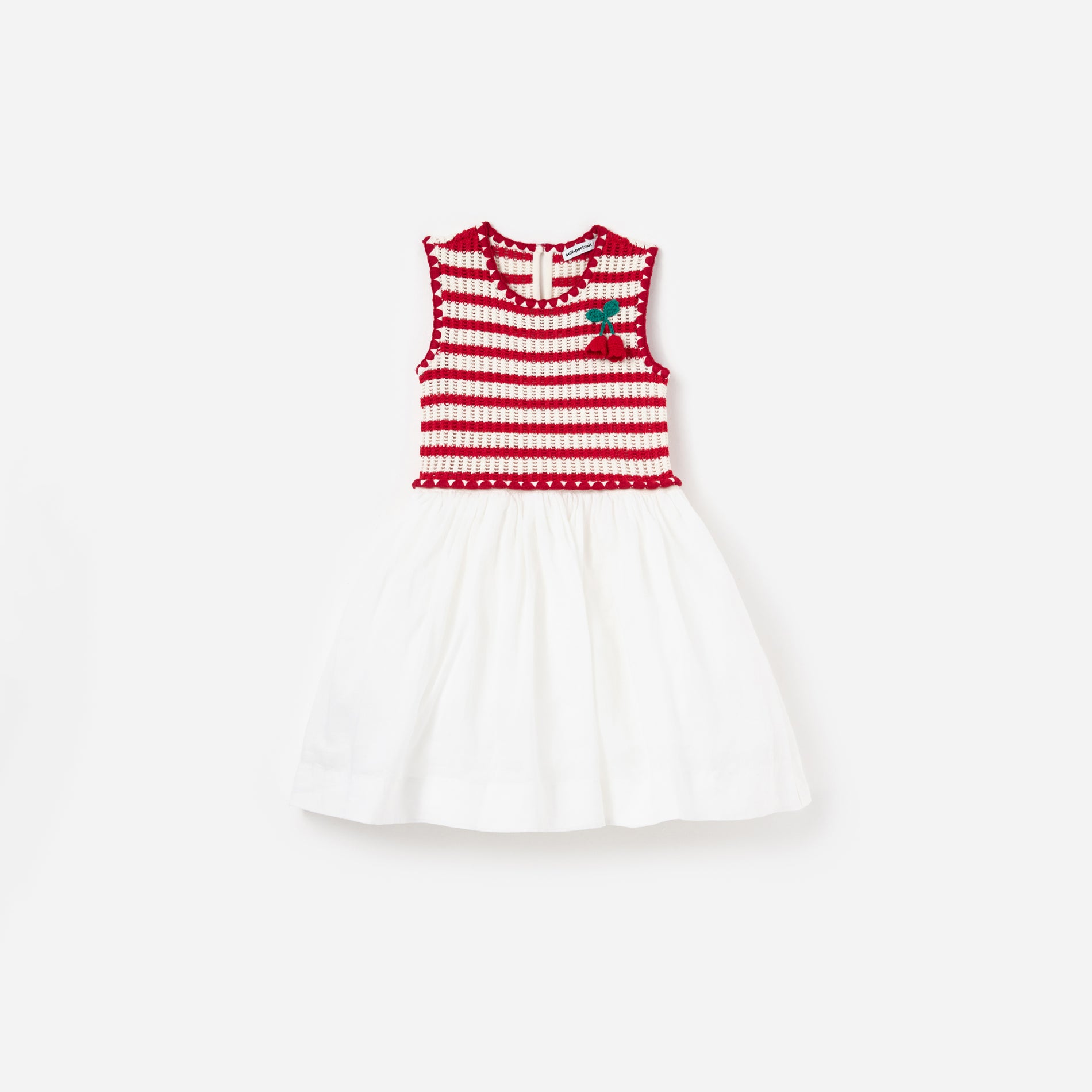 Red Striped Crochet Floaty Dress