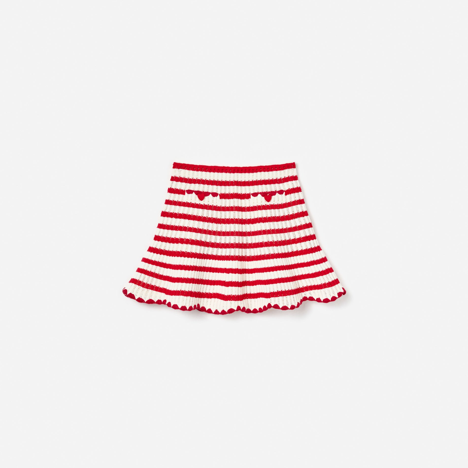 Cream And Red Stripe Knitted Skirt