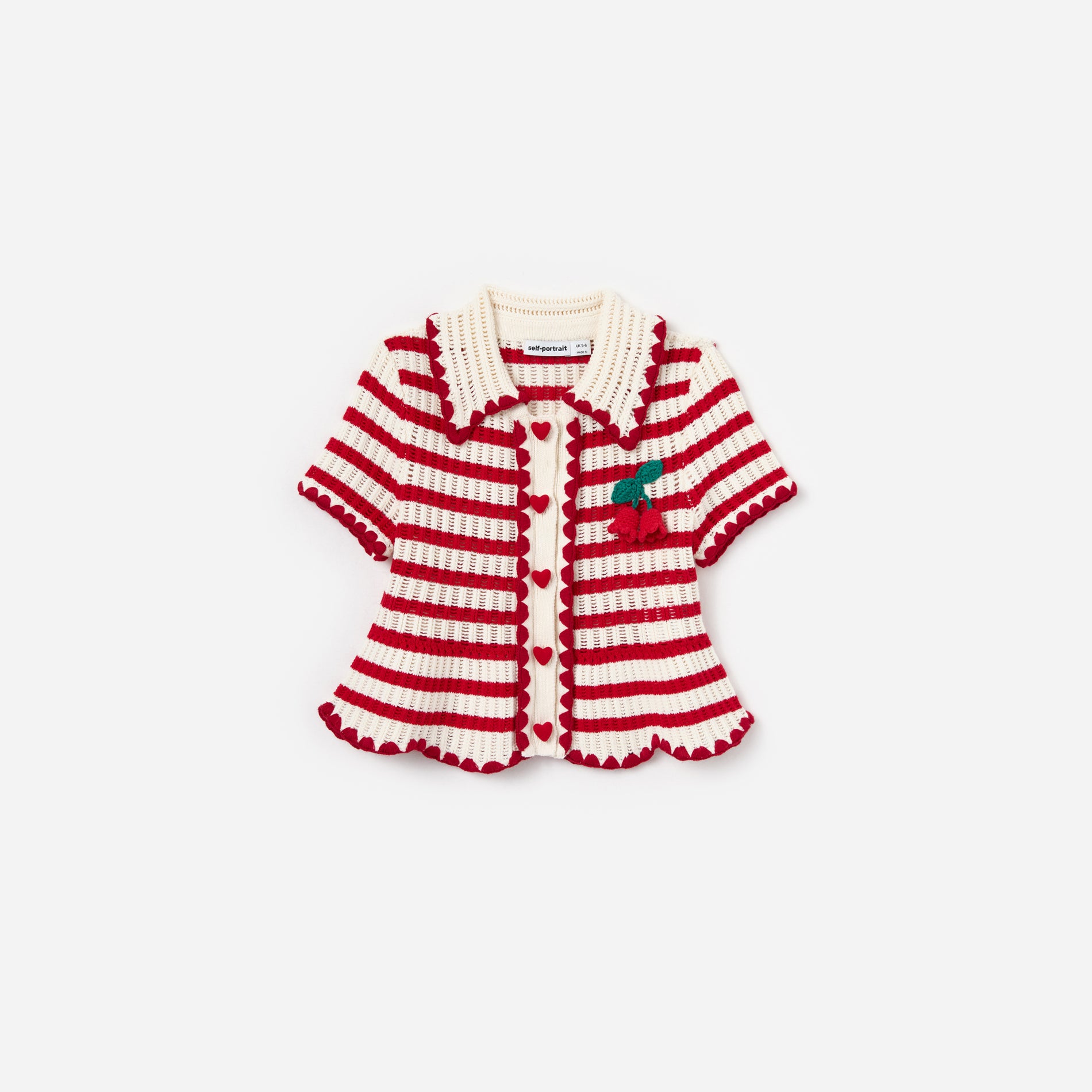 Cream And Red Stripe Knitted Top