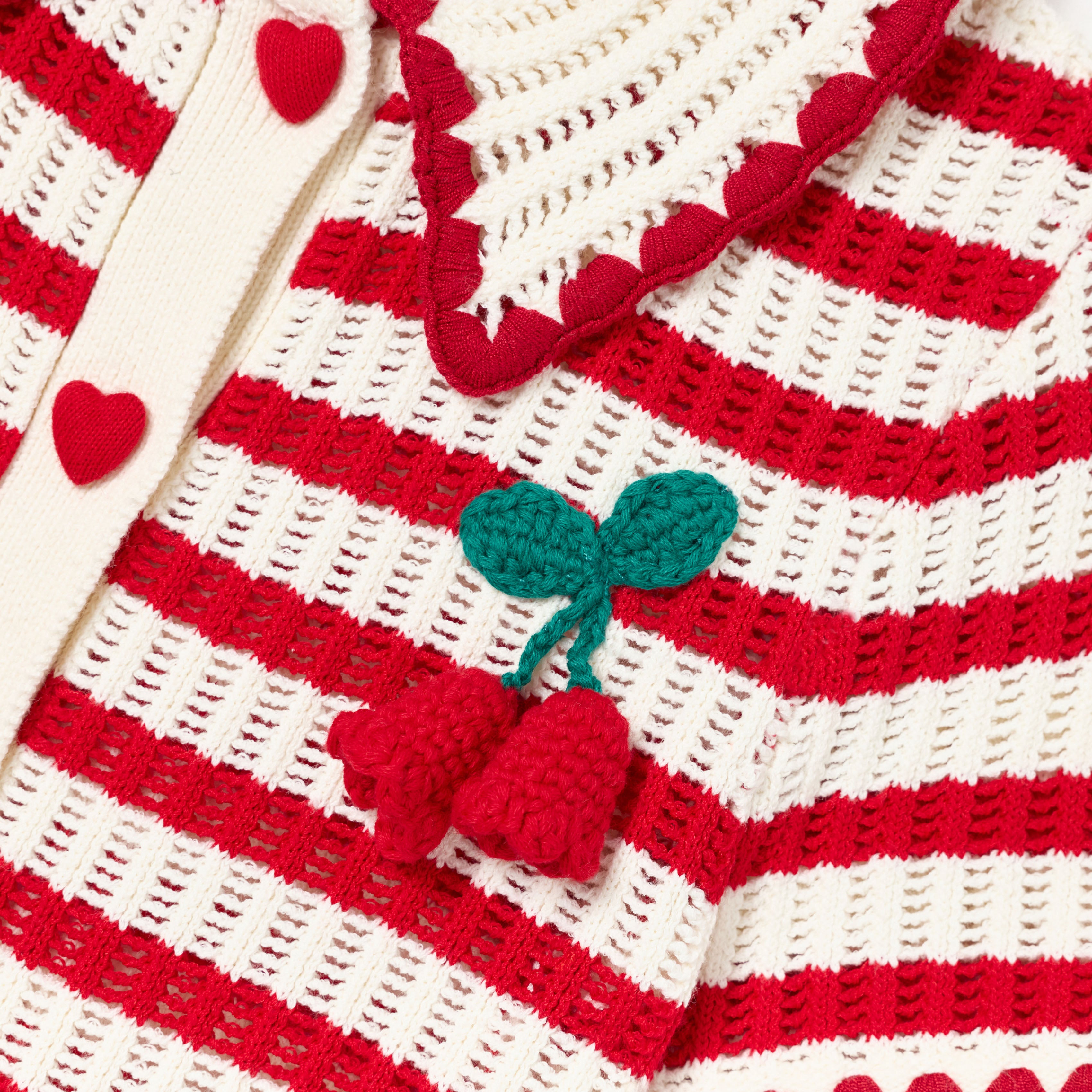 Cream And Red Stripe Knitted Top