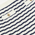 Cream And Navy Striped Knitted Skirt