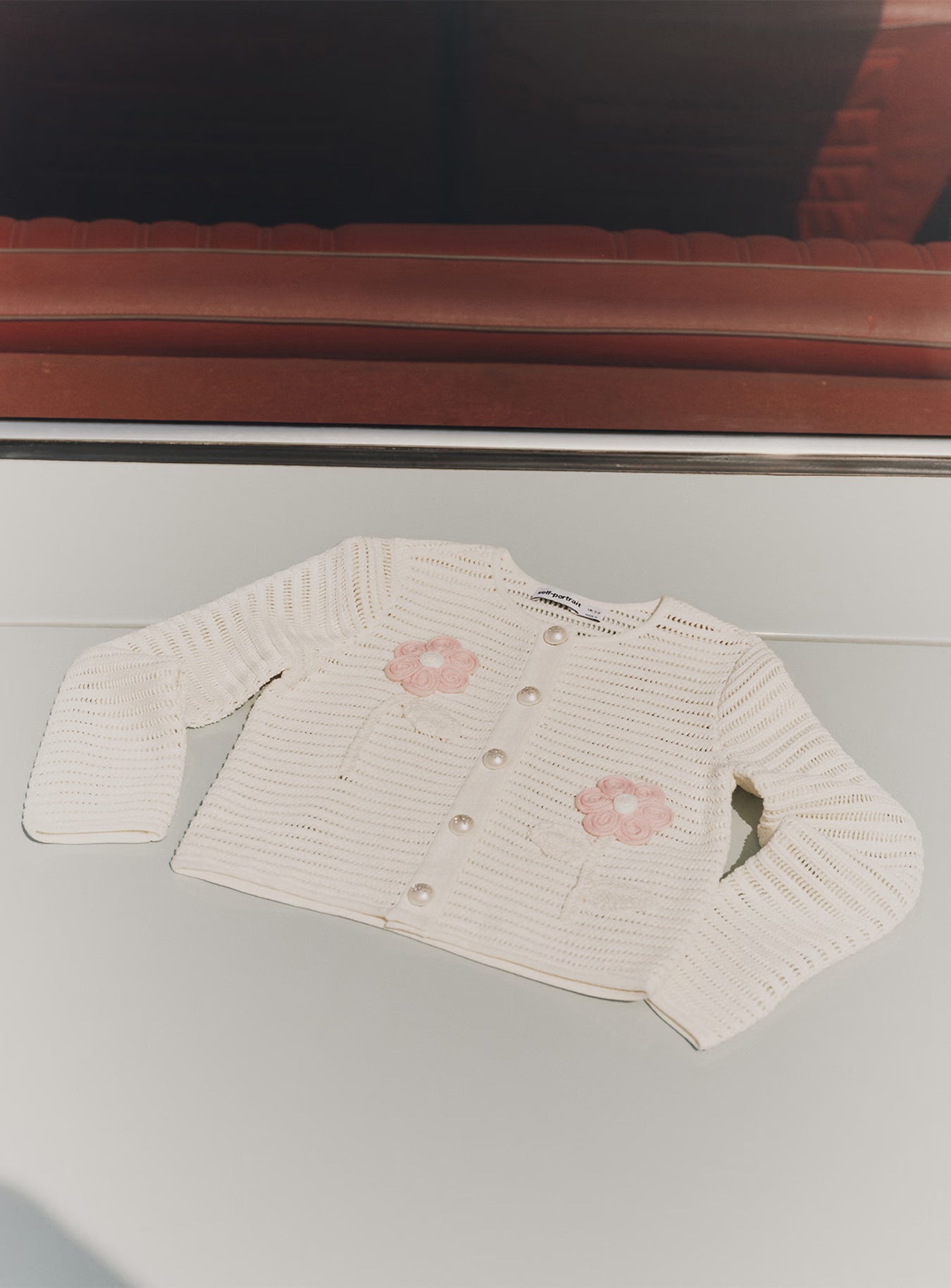 Cream Flower Knitted Cardigan