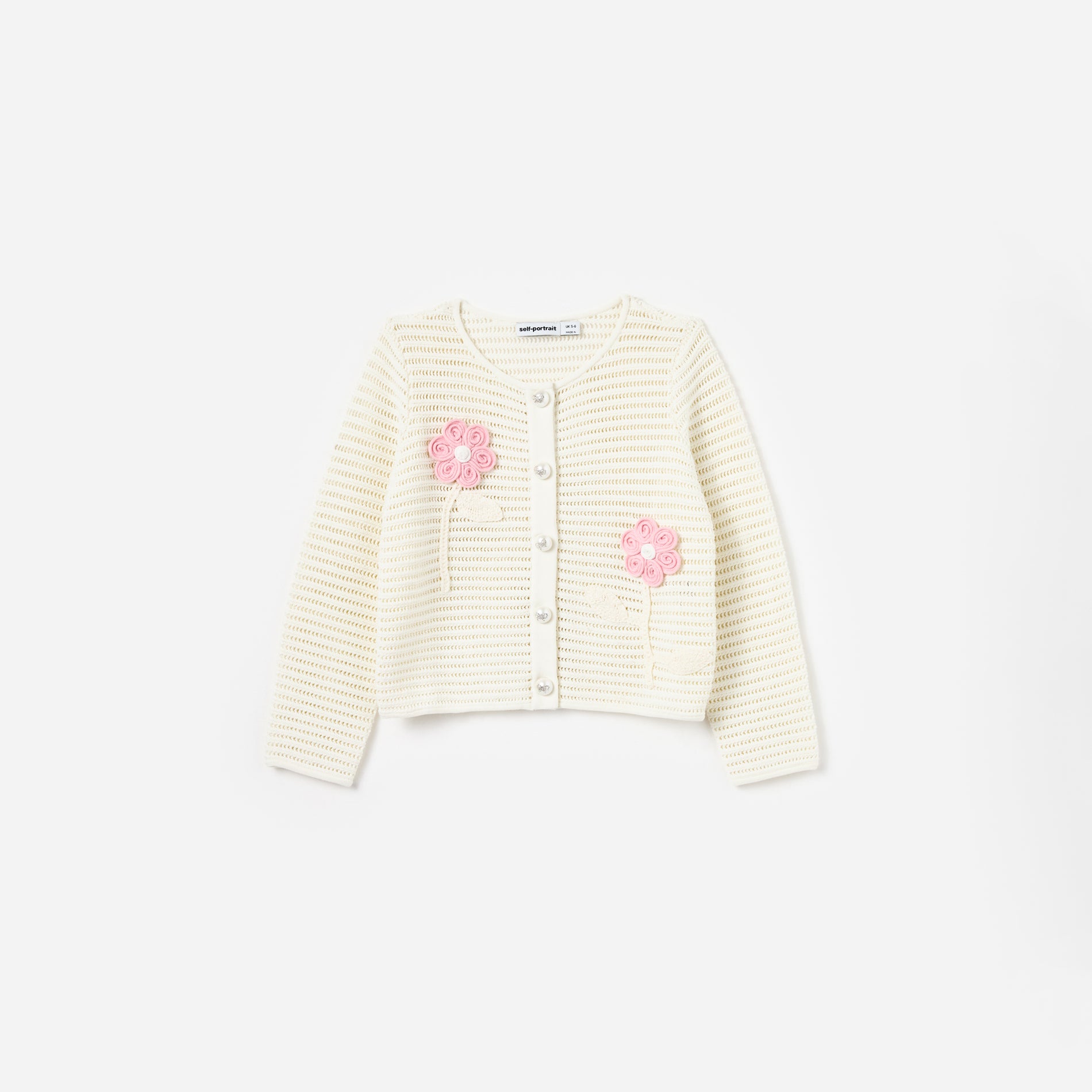 Cream Flower Knitted Cardigan