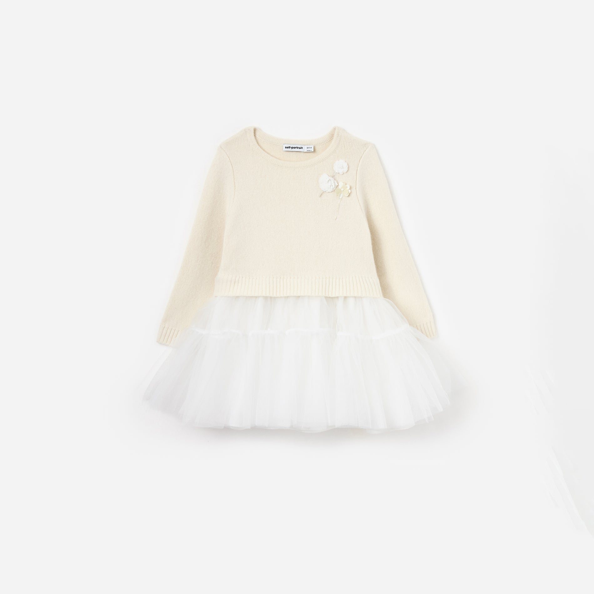 Cream Tulle Knit Dress