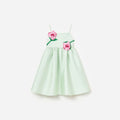 Mint Taffeta 3D Flower Dress