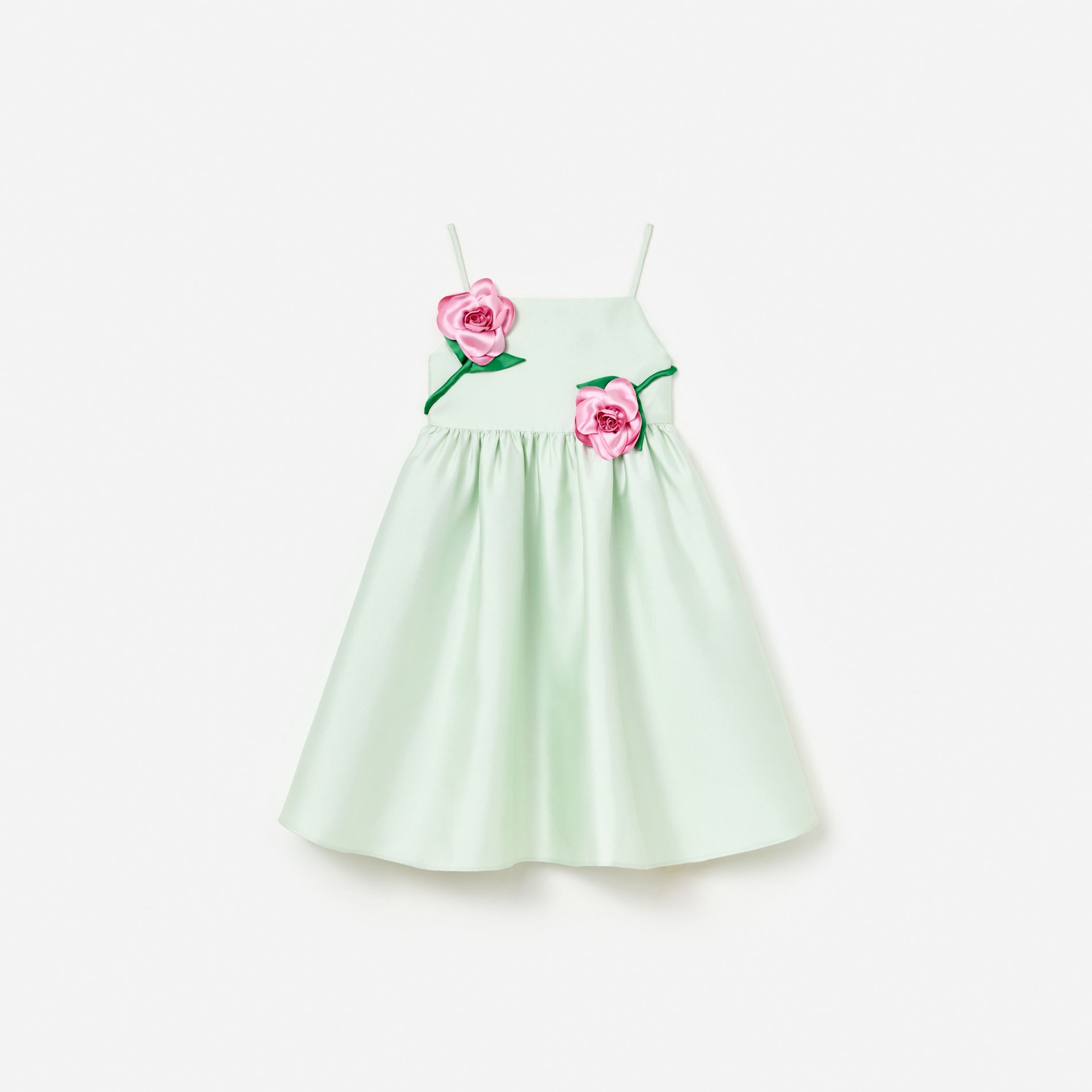 Mint Taffeta 3D Flower Dress