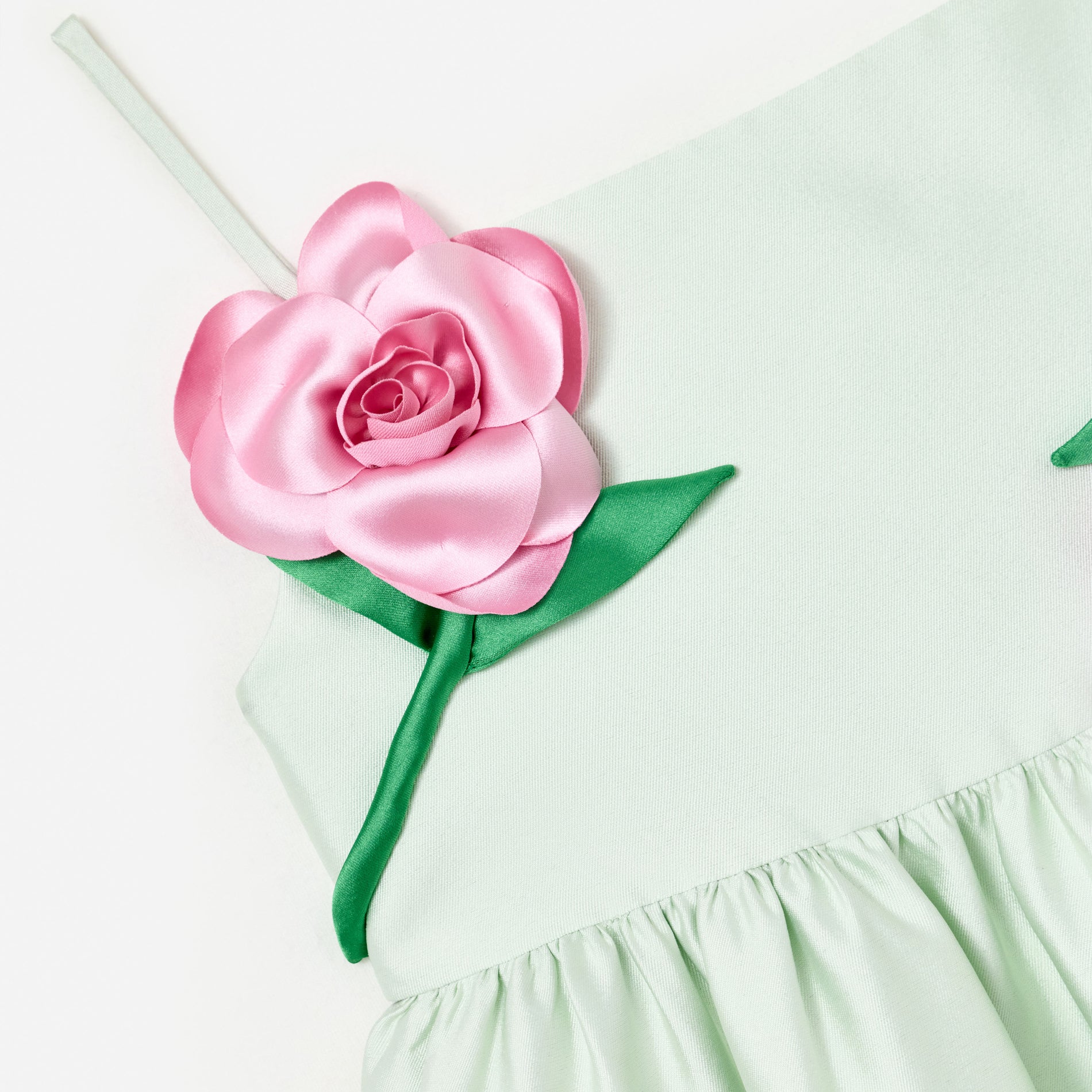 Mint Taffeta 3D Flower Dress