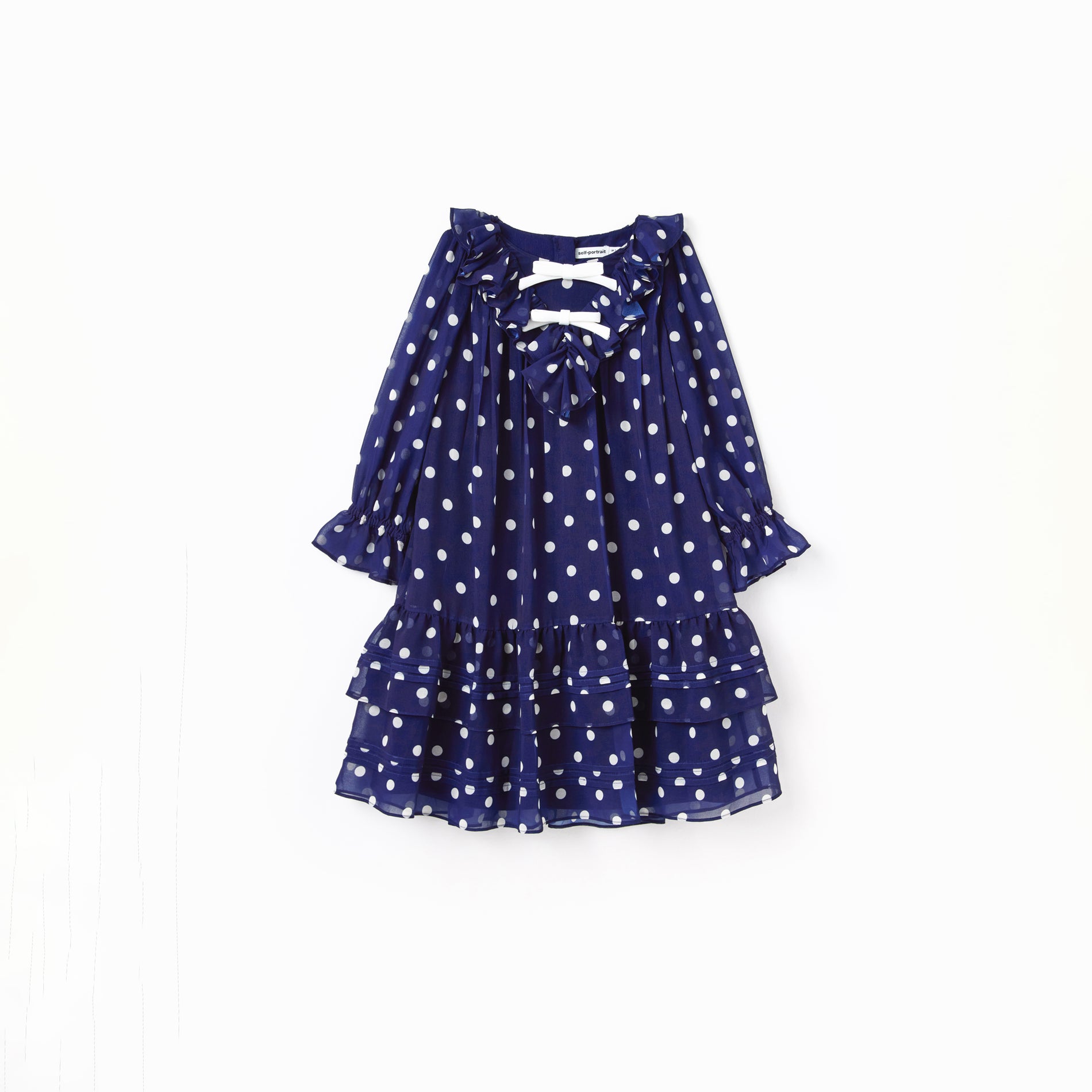 Navy Polka Dot Georgette Dress