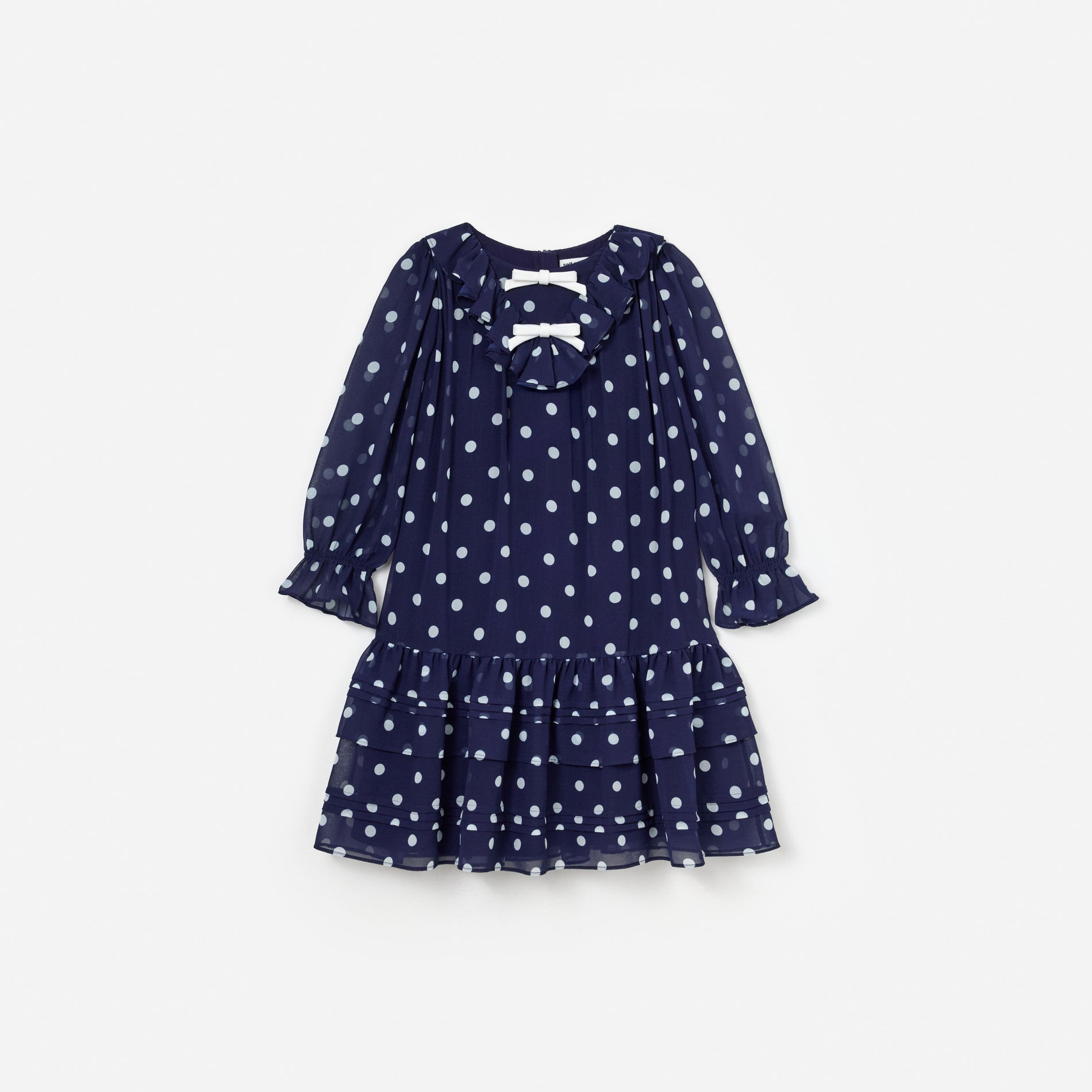 Navy Polka Dot Georgette Dress