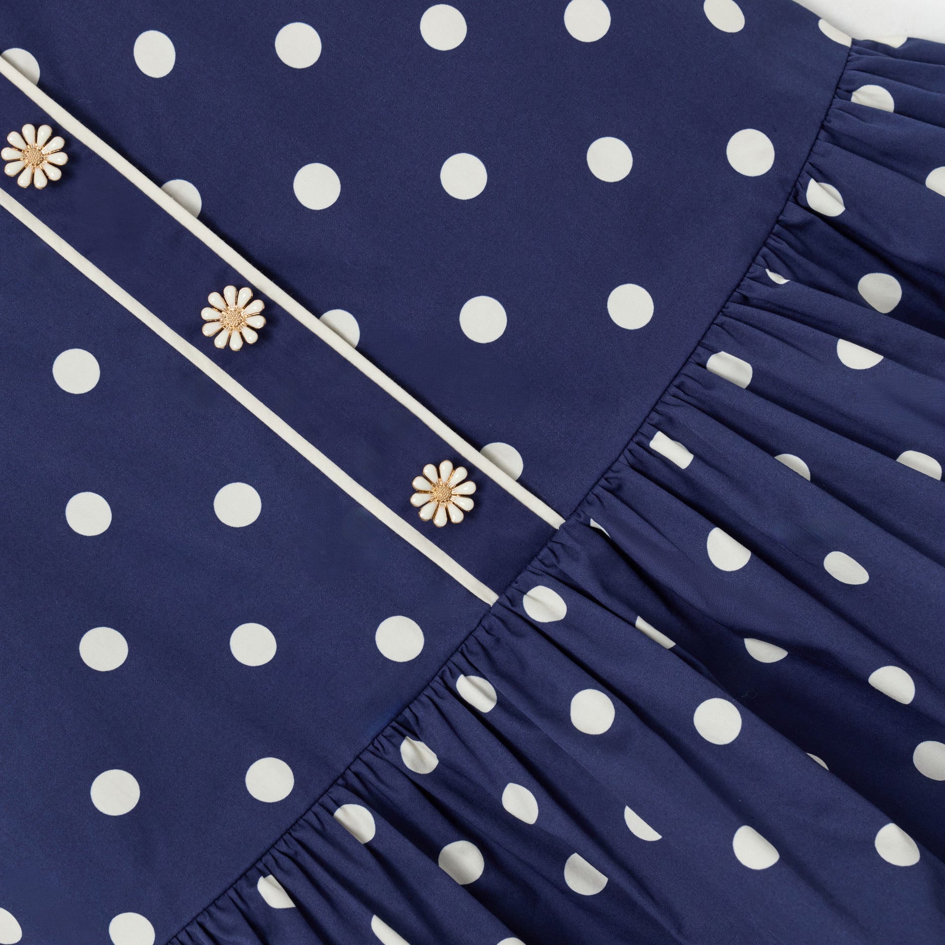 Navy Polka Dot Cotton Printed Dress