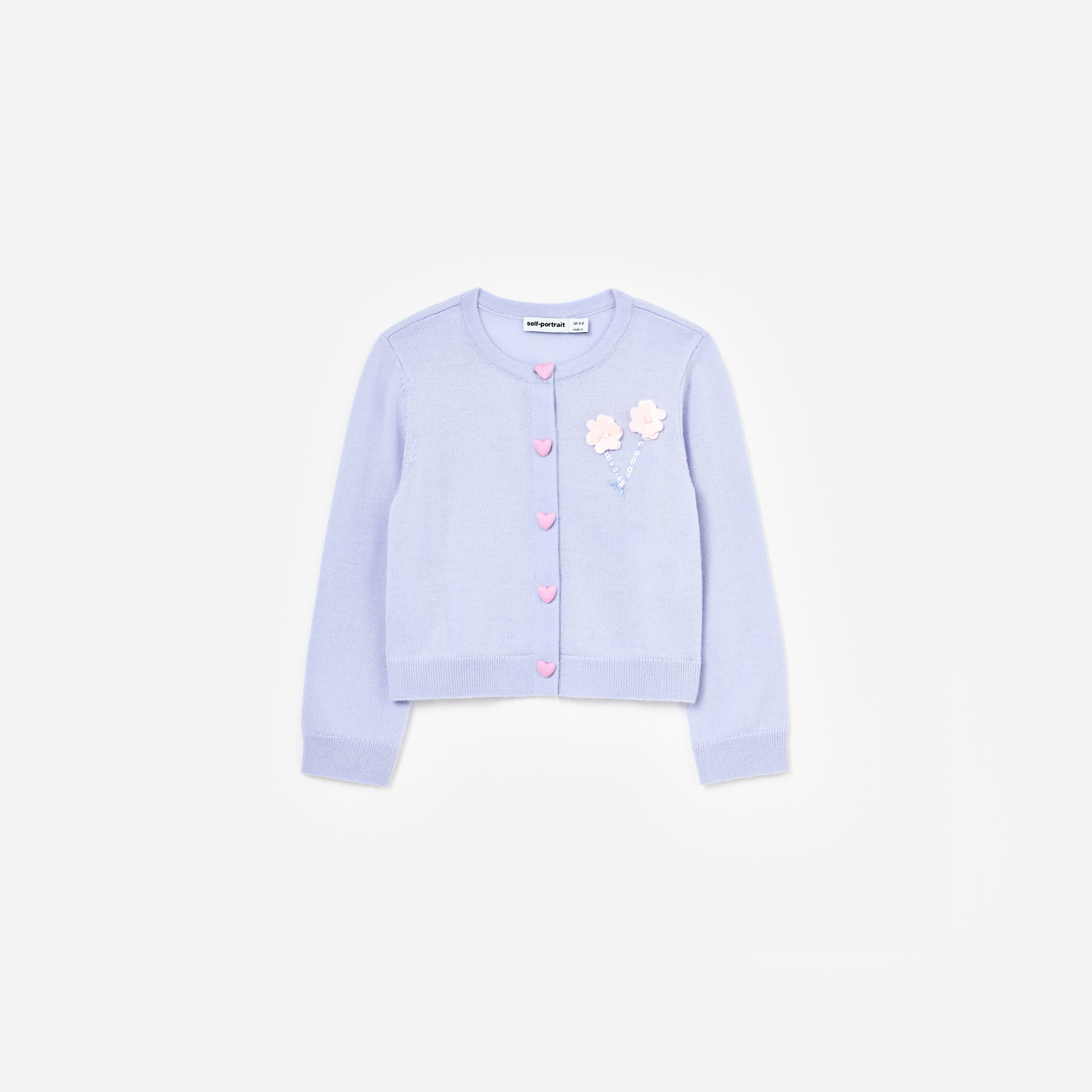 self-portrait バイカラー カーディガン S Lilac Sequin Flower Embroidered Knit Cardigan – self-portrait