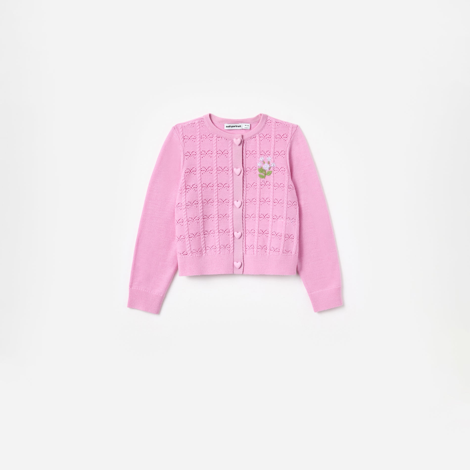 Pink Bow Pointelle Knit Cardigan