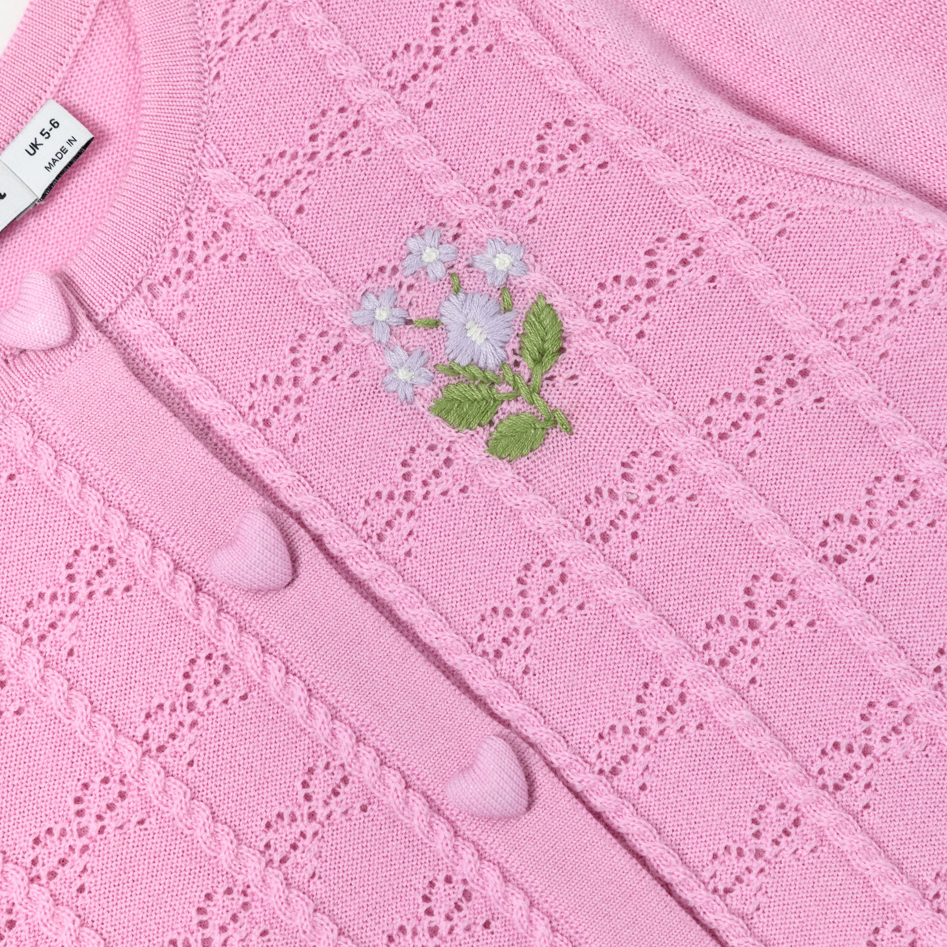 Pink Bow Pointelle Knit Cardigan