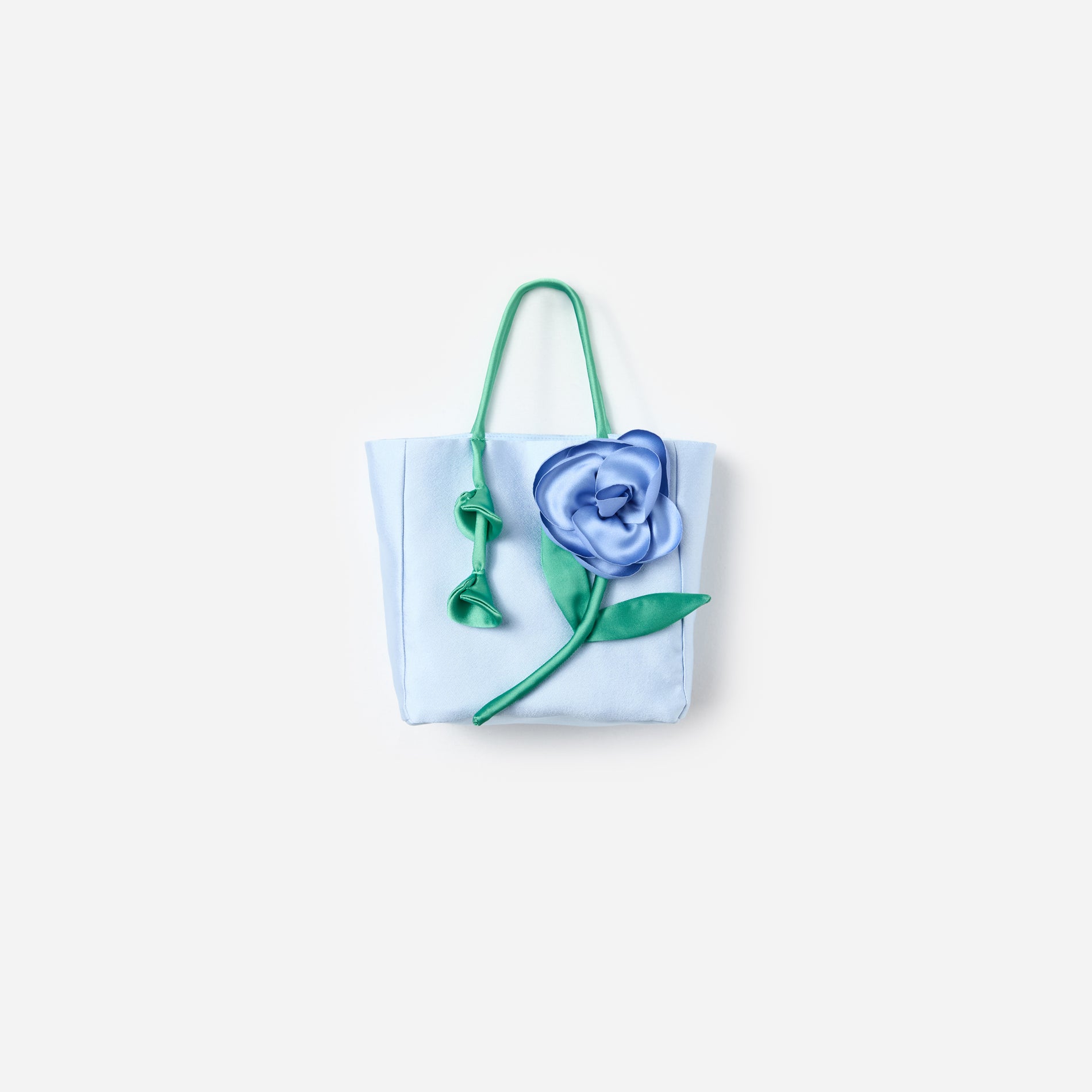 Blue Taffeta 3D Flower Bag