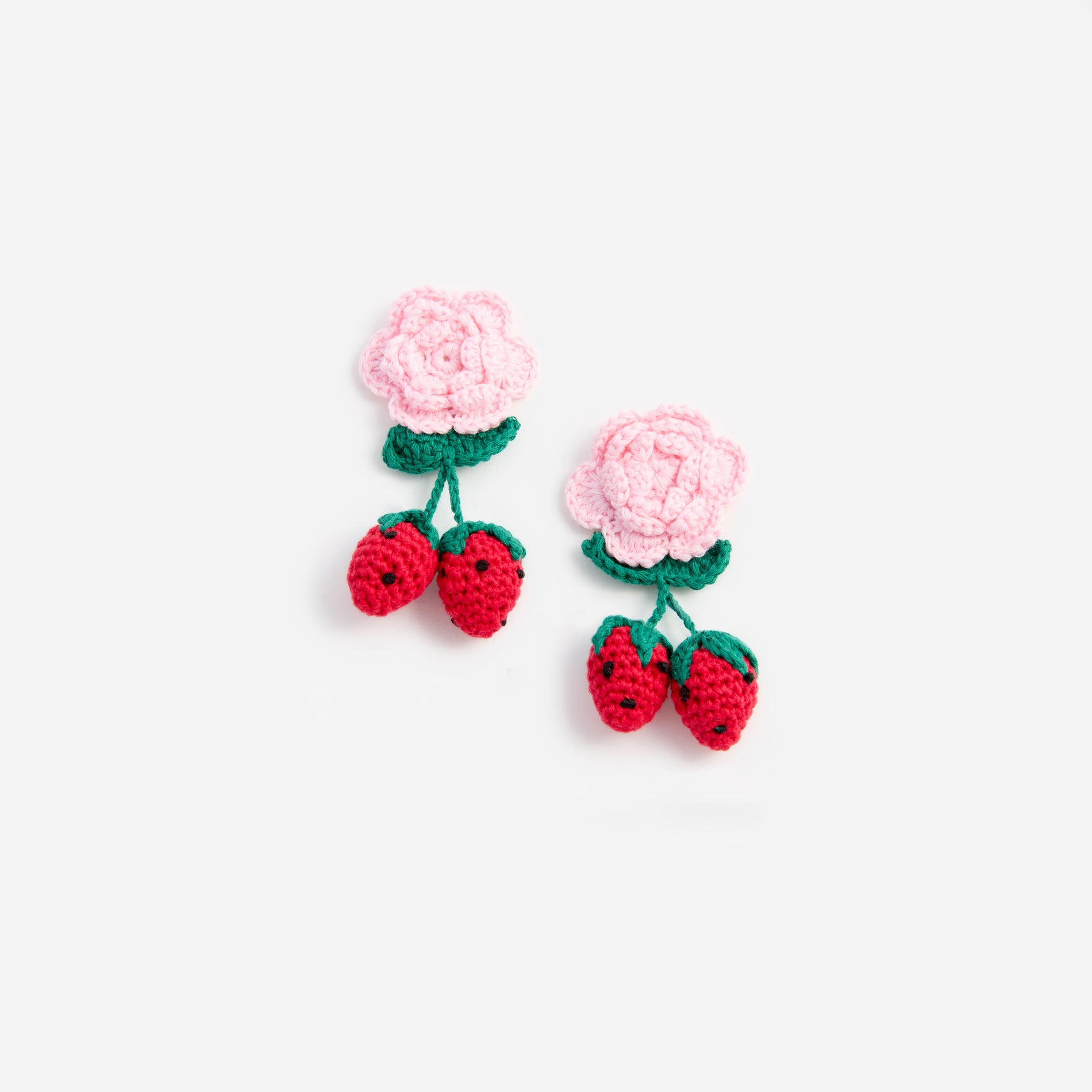 Crochet Flower & Strawberry Hairclips