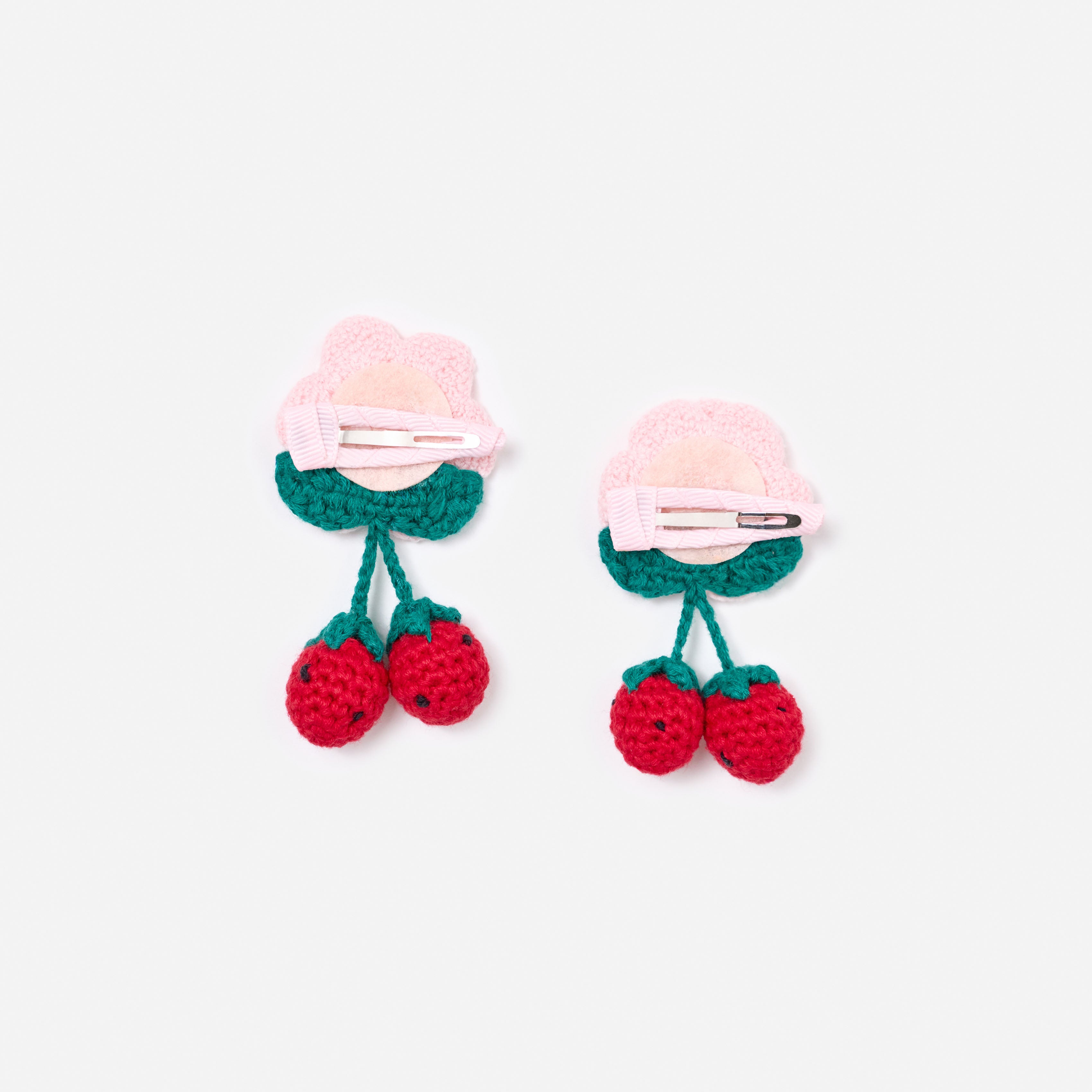 Crochet Flower & Strawberry Hairclips
