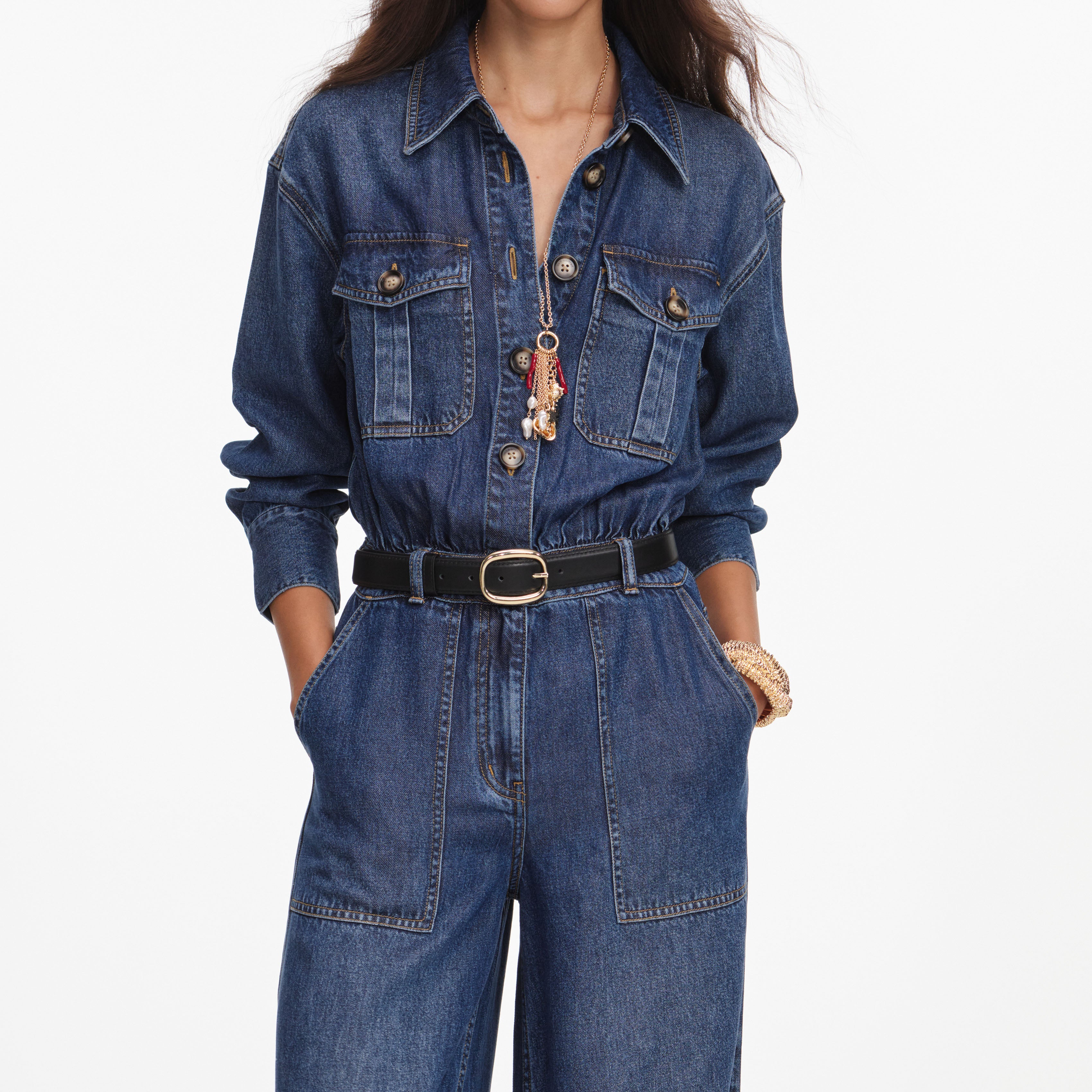 Denim Relaxed Fit Jumpsuit
