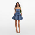 Denim Flared Peplum Mini Dress