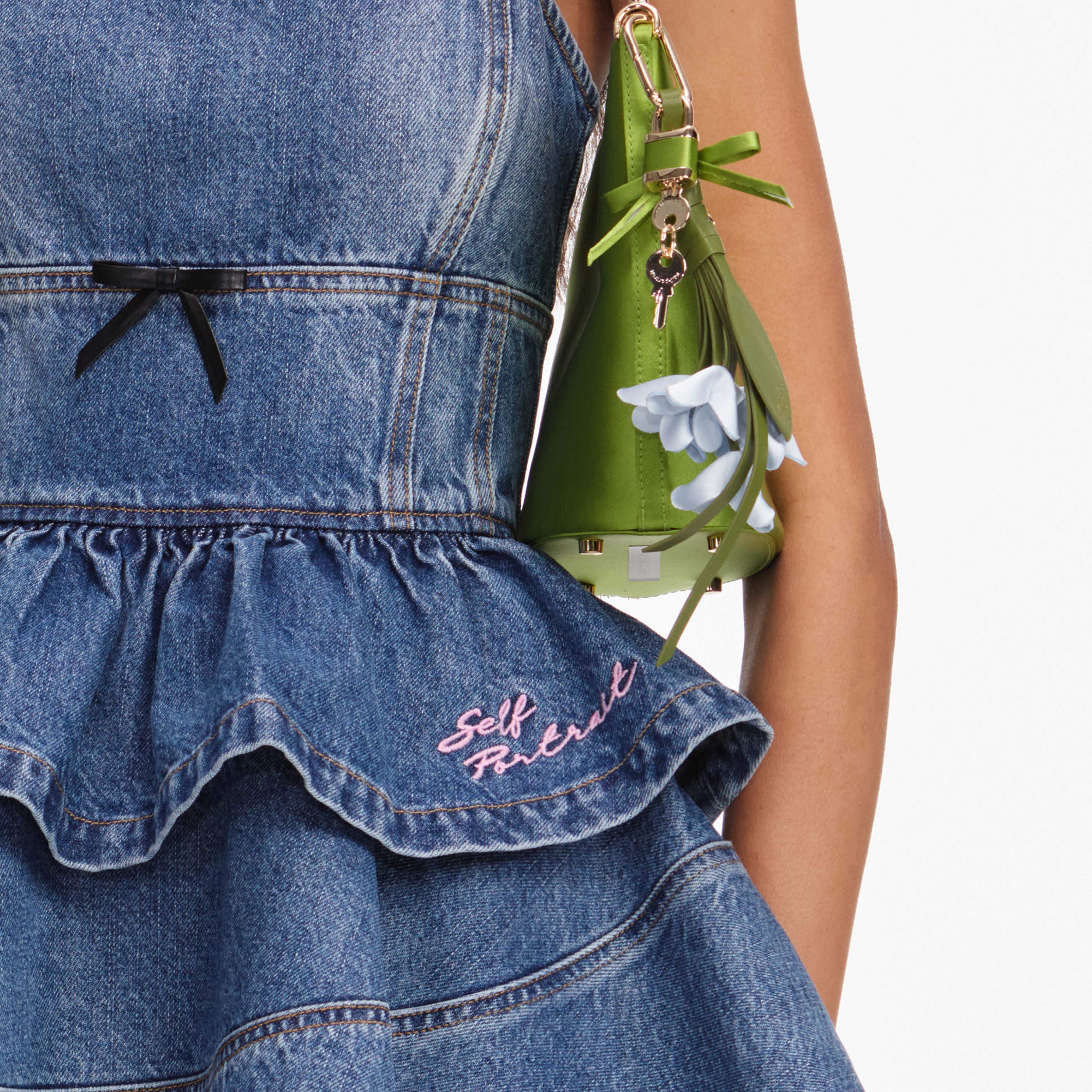 Denim Flared Peplum Mini Dress