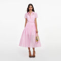 Pink Embroidered Midi Dress