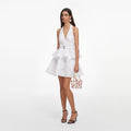 White Linen Blend Peplum Mini Dress