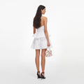 White Linen Blend Peplum Mini Dress