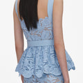 Blue Lace Peplum Midi Dress