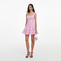 Pink Lace Flared Mini Dress