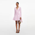 Pink Pointelle Diamante Knit Mini Dress